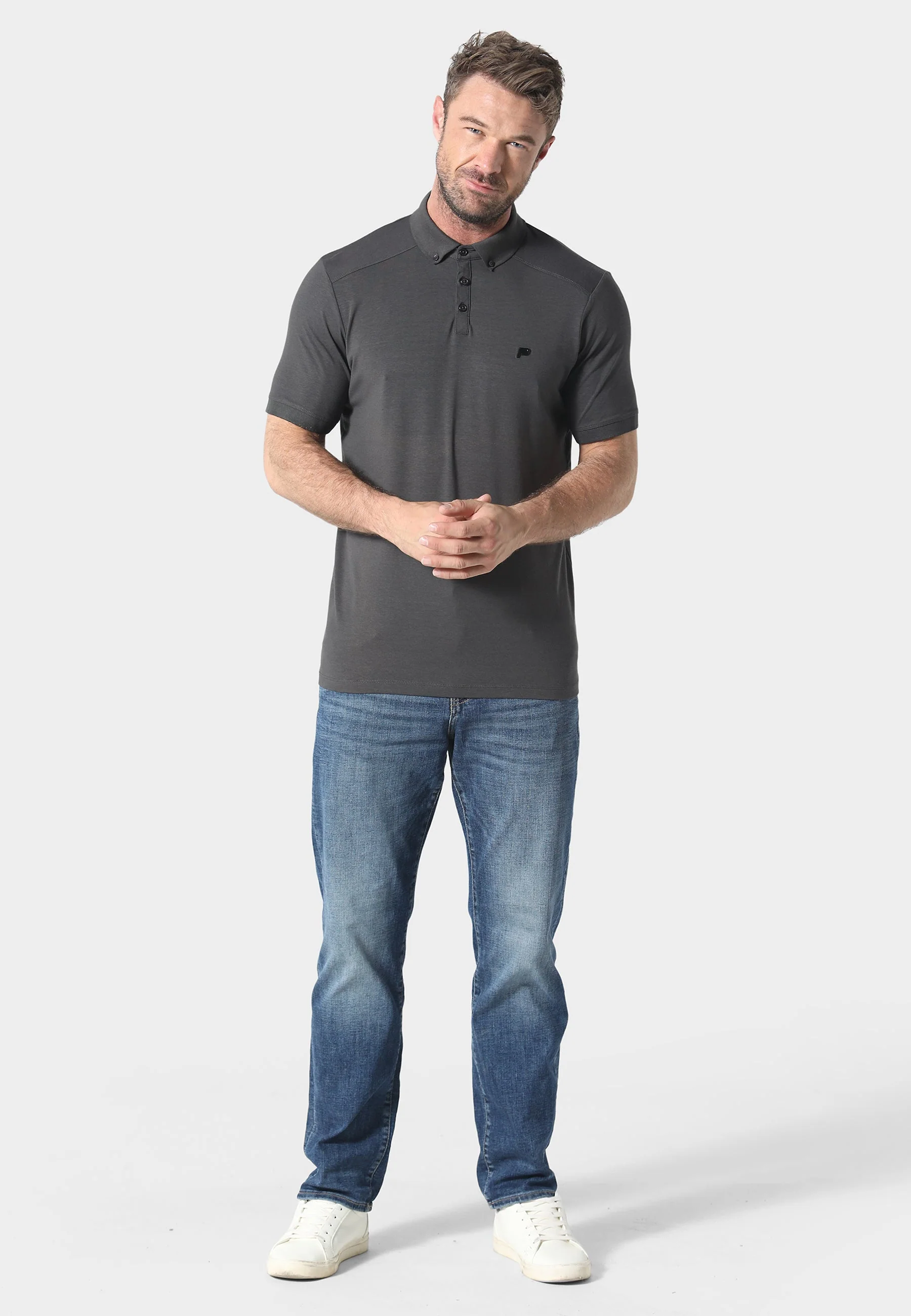 883 Police Neptunes Dusty Grey Polo Shirt - Image 3