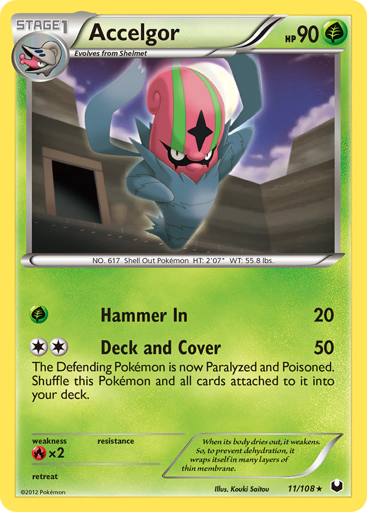 Accelgor - 11/108 - Rare [bw5-11] [Reverse Holo]