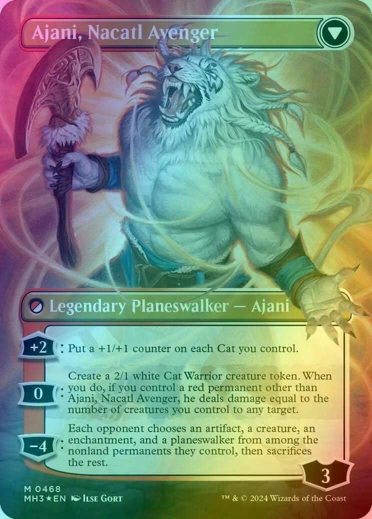 Ajani, Nacatl Pariah // Ajani, Nacatl Avenger [468] [Borderless] [Modern Horizons 3] [Textured Foil] - Image 2
