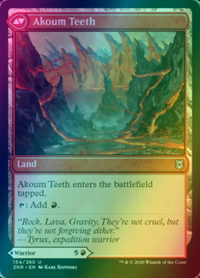 Akoum Warrior // Akoum Teeth [134] [Zendikar Rising] [Foil] - Image 2