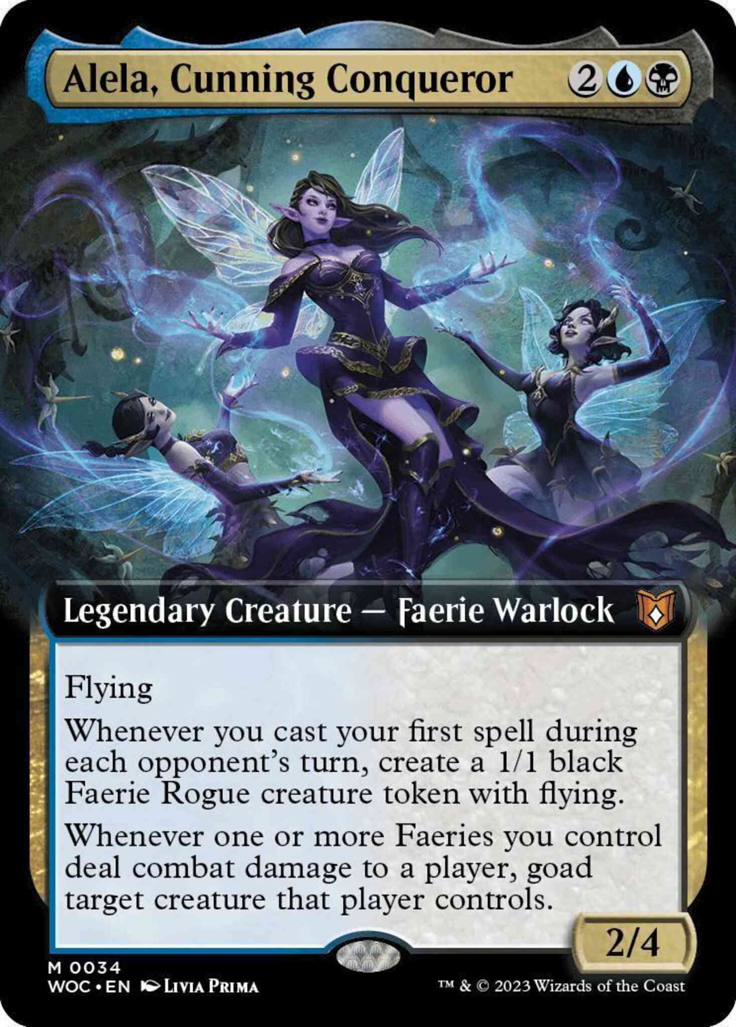 Alela, Cunning Conqueror [34] [Extended Art] [Wilds of Eldraine: Commander] [Non-Foil]