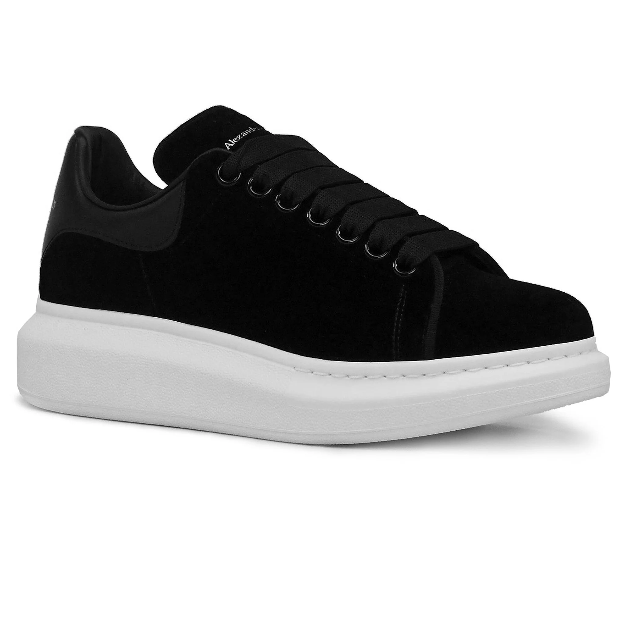 Alexander Mcqueen Raised Sole Black Velvet Trainers (W) - Image 2