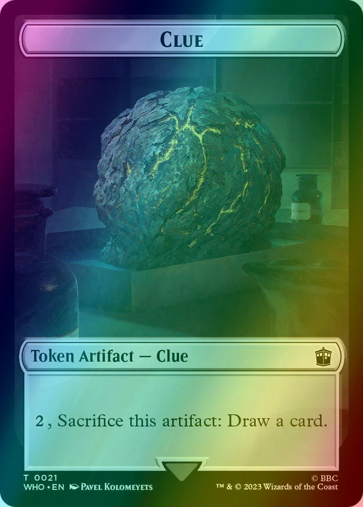 Alien Angel Token (11) // Clue Token (21) [Universes Beyond: Doctor Who: Tokens] [Foil] - Image 2