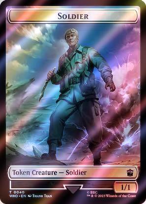 Alien Insect Token (51) // Soldier Token (40) [Universes Beyond: Doctor Who: Tokens] [Surge Foil] - Image 2