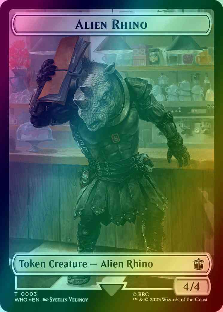 Alien Rhino Token (03) // Alien Warrior Token (14) [Universes Beyond: Doctor Who: Tokens] [Foil]