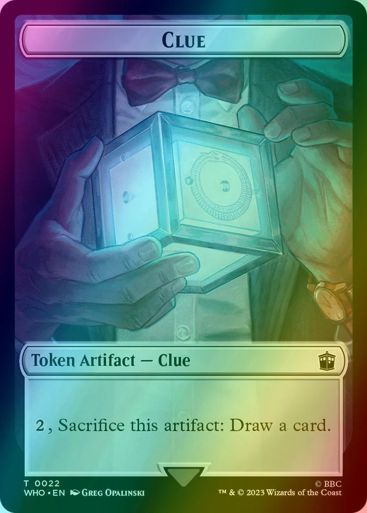 Alien Rhino Token (03) // Clue Token (22) [Universes Beyond: Doctor Who: Tokens] [Foil] - Image 2