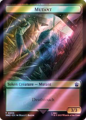 Alien Rhino Token (35) // Mutant Token (50) [Universes Beyond: Doctor Who: Tokens] [Surge Foil] - Image 2