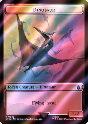 Alien Token (34) // Dinosaur Token (52) [Universes Beyond: Doctor Who: Tokens] [Surge Foil] - Image 2