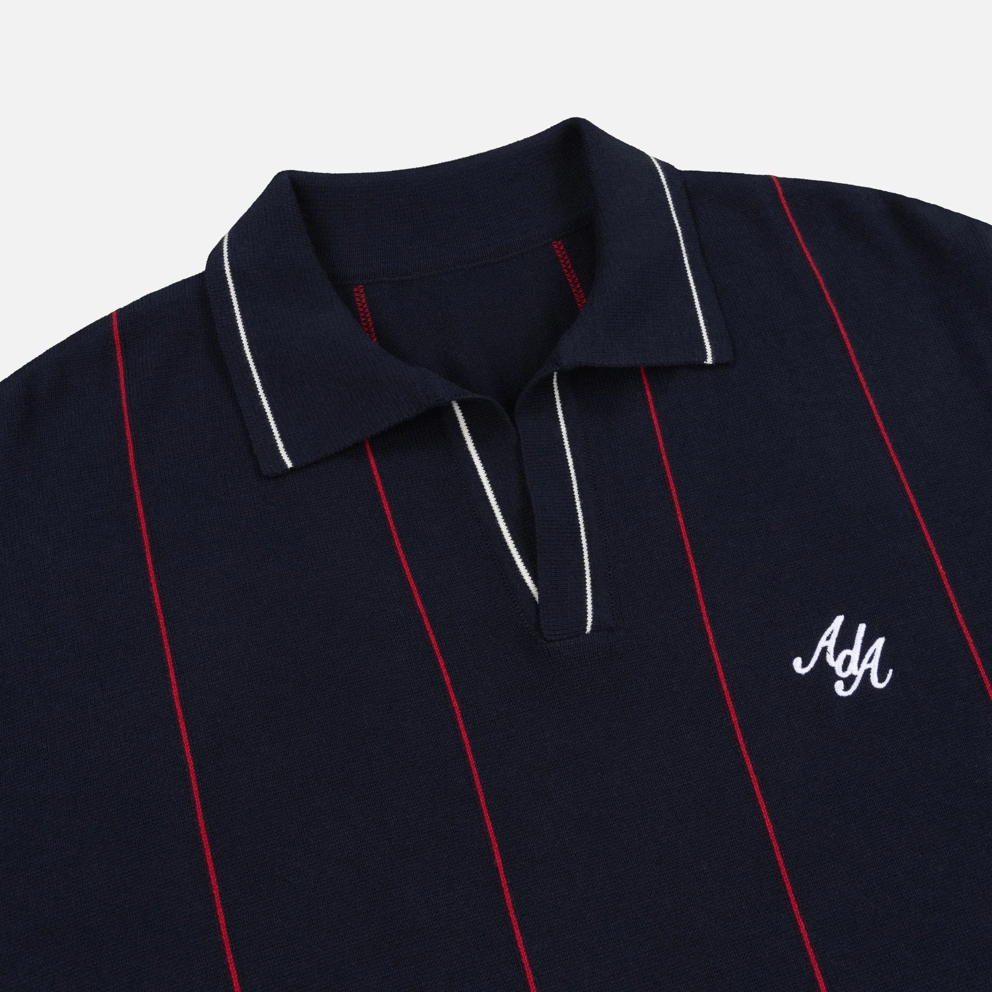 Alma De Ace Stripe Knit Navy Blue Polo Shirt - Image 5
