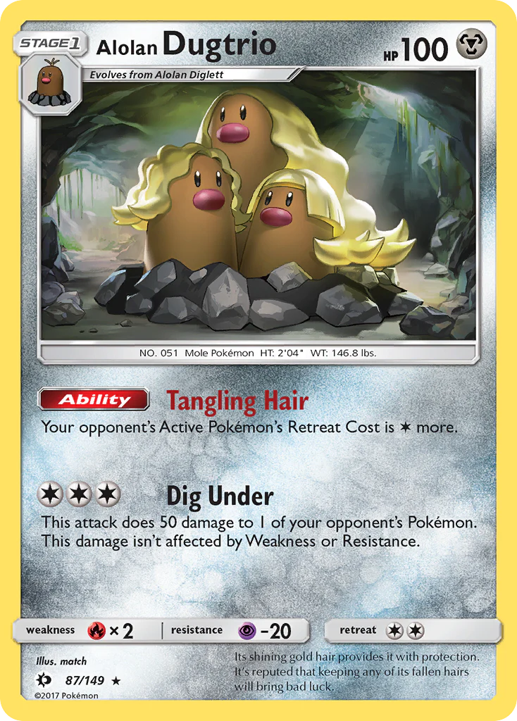 Alolan Dugtrio - 87/149 - Rare Holo [sm1-87] [Reverse Holo]