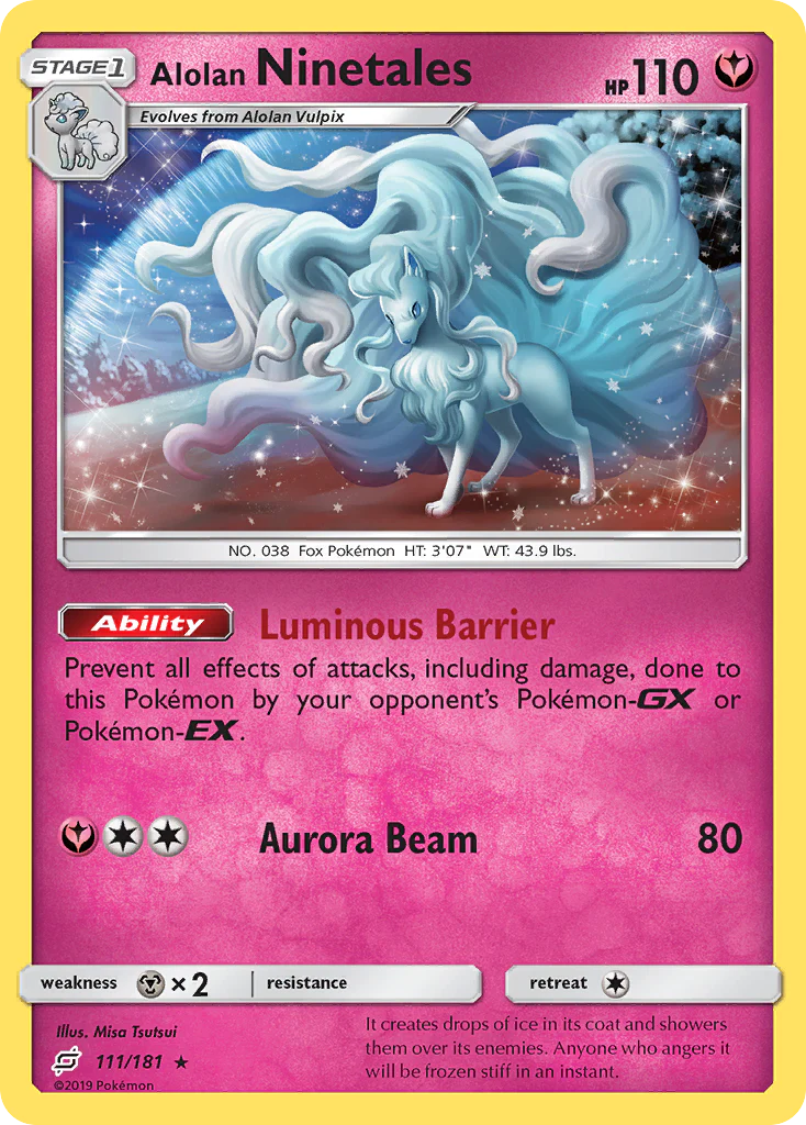 Alolan Ninetales - 111/181 - Rare Holo [sm9-111] [Reverse Holo]