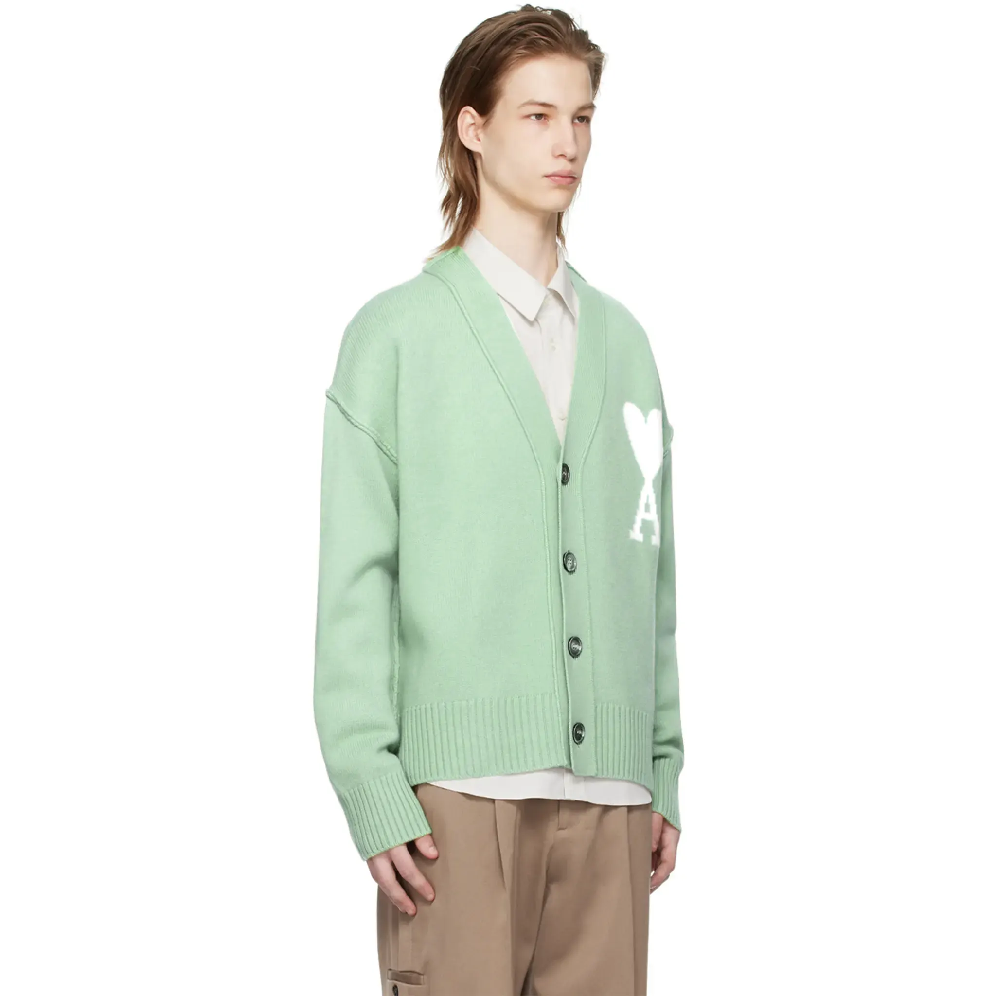 Ami Paris Ami De Coeur Green Cardigan - Image 4