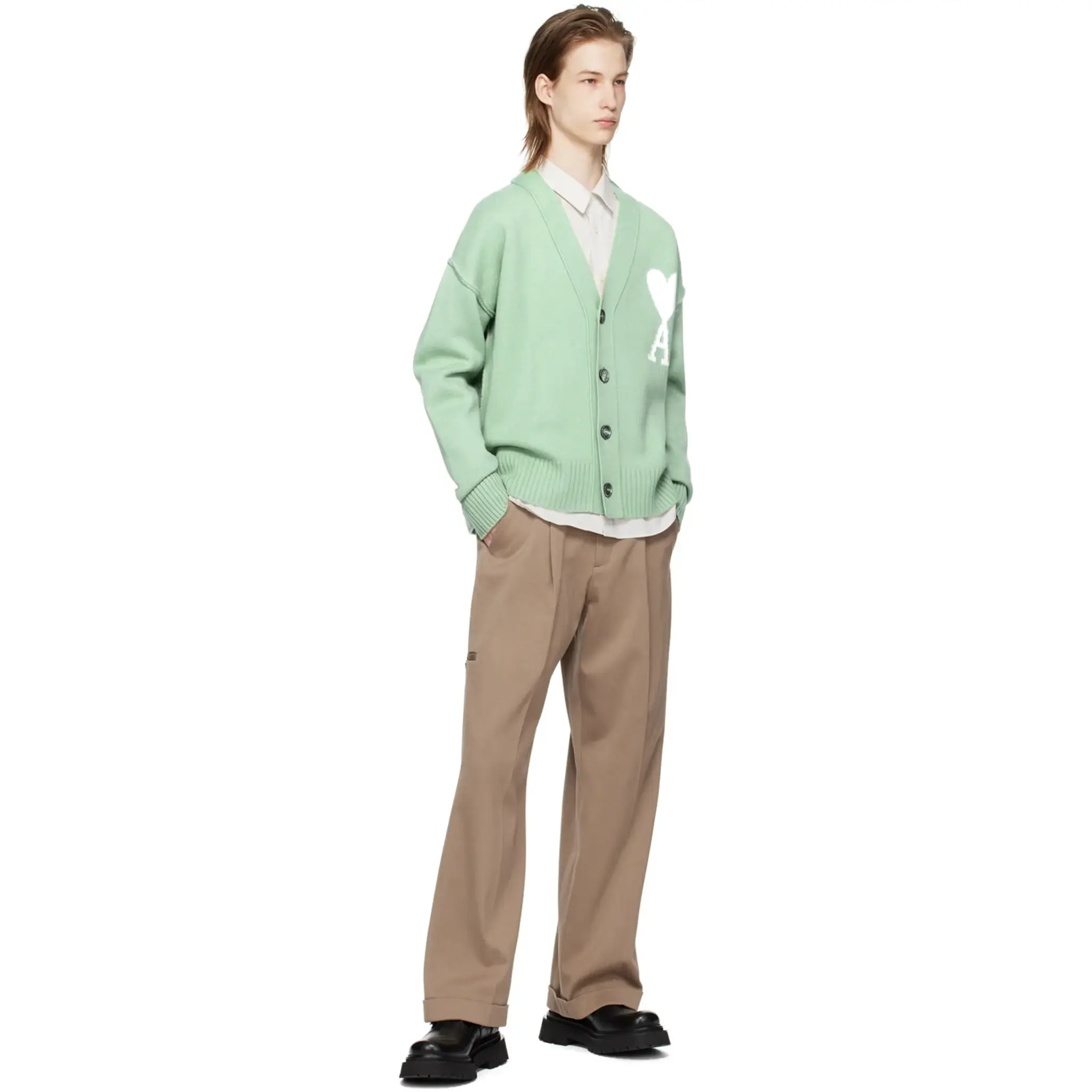 Ami Paris Ami De Coeur Green Cardigan - Image 5