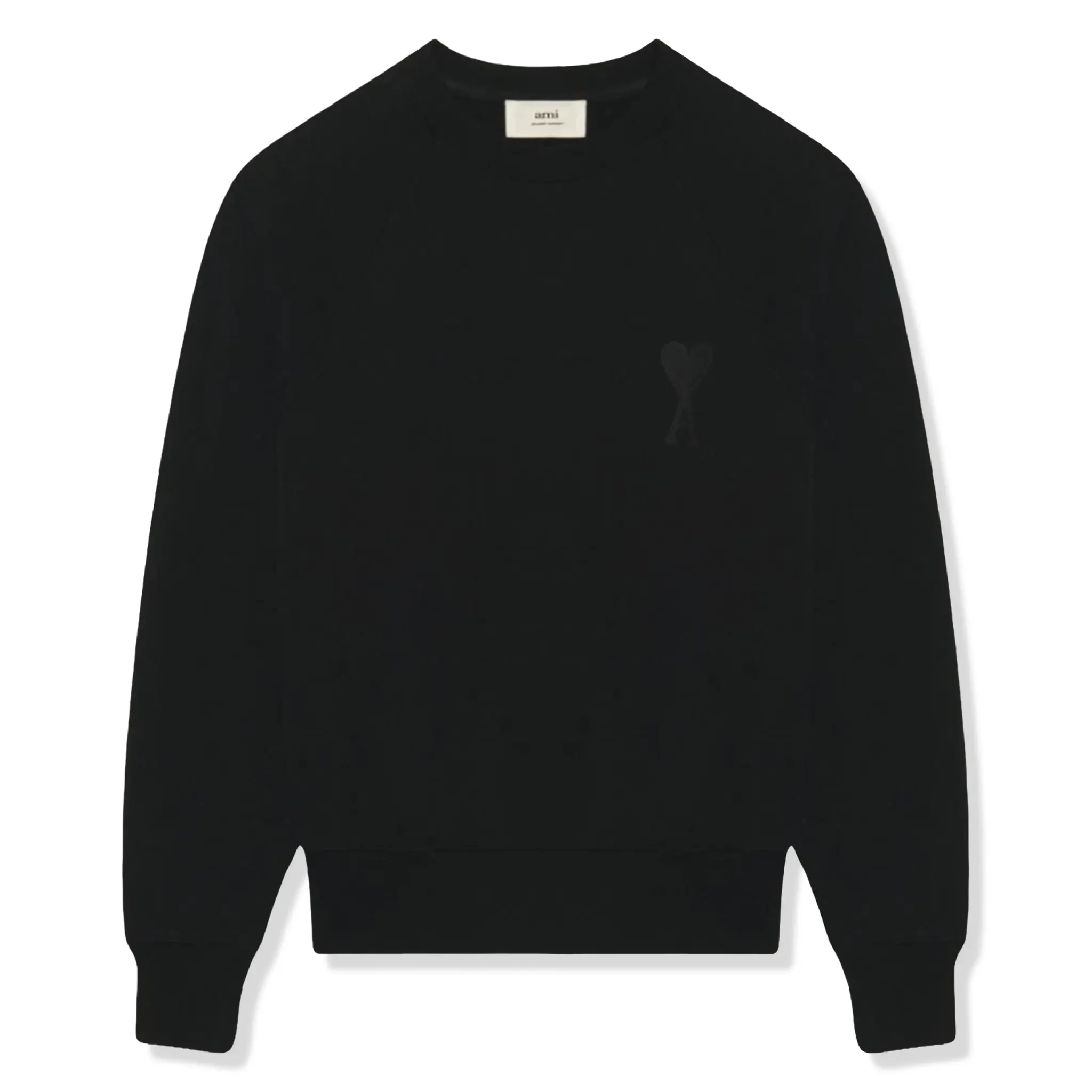 Ami Paris Ami De Coeur Tonal Boxy Fit Black Sweatshirt