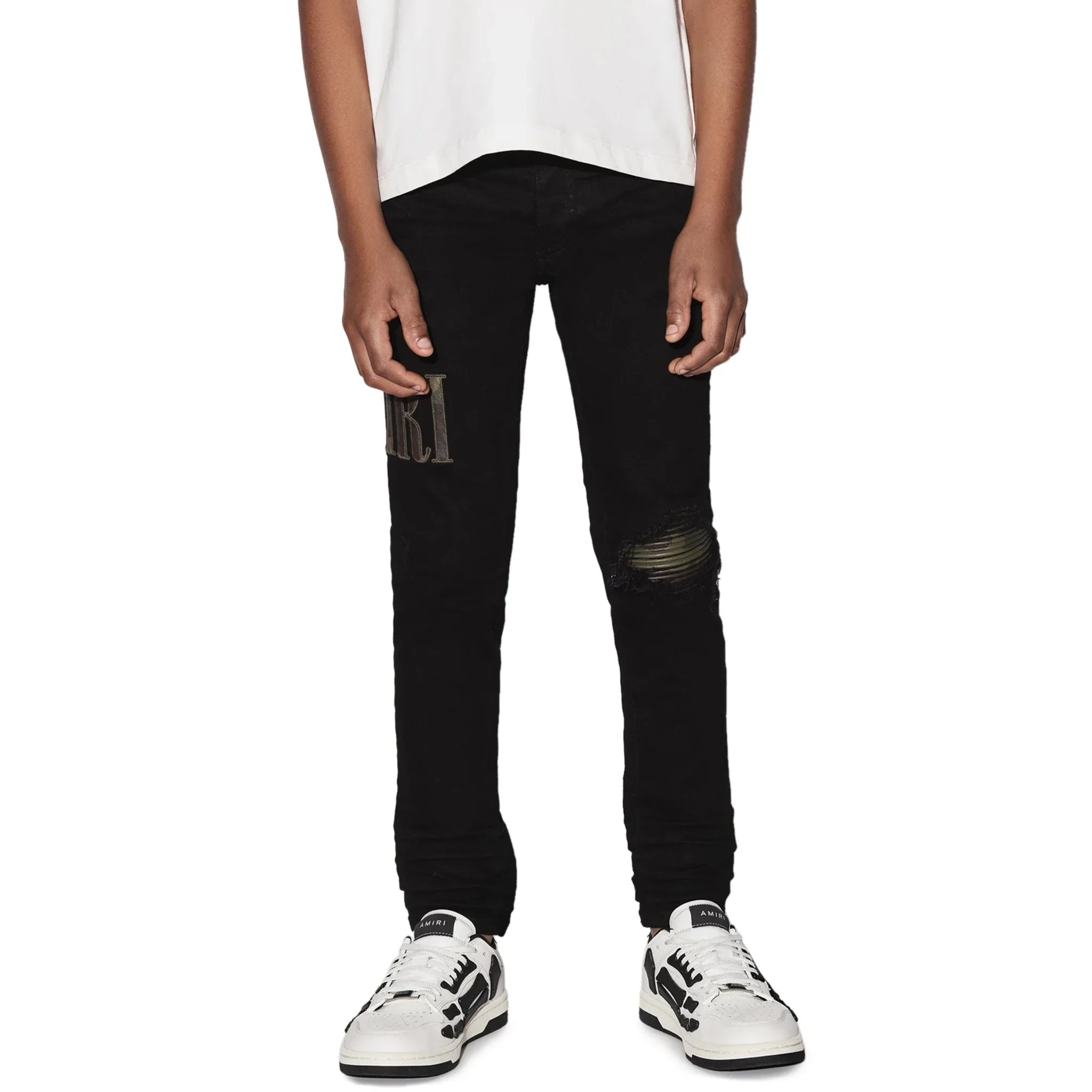 Amiri Kids Camo Applique Black Denim Jeans - Image 3