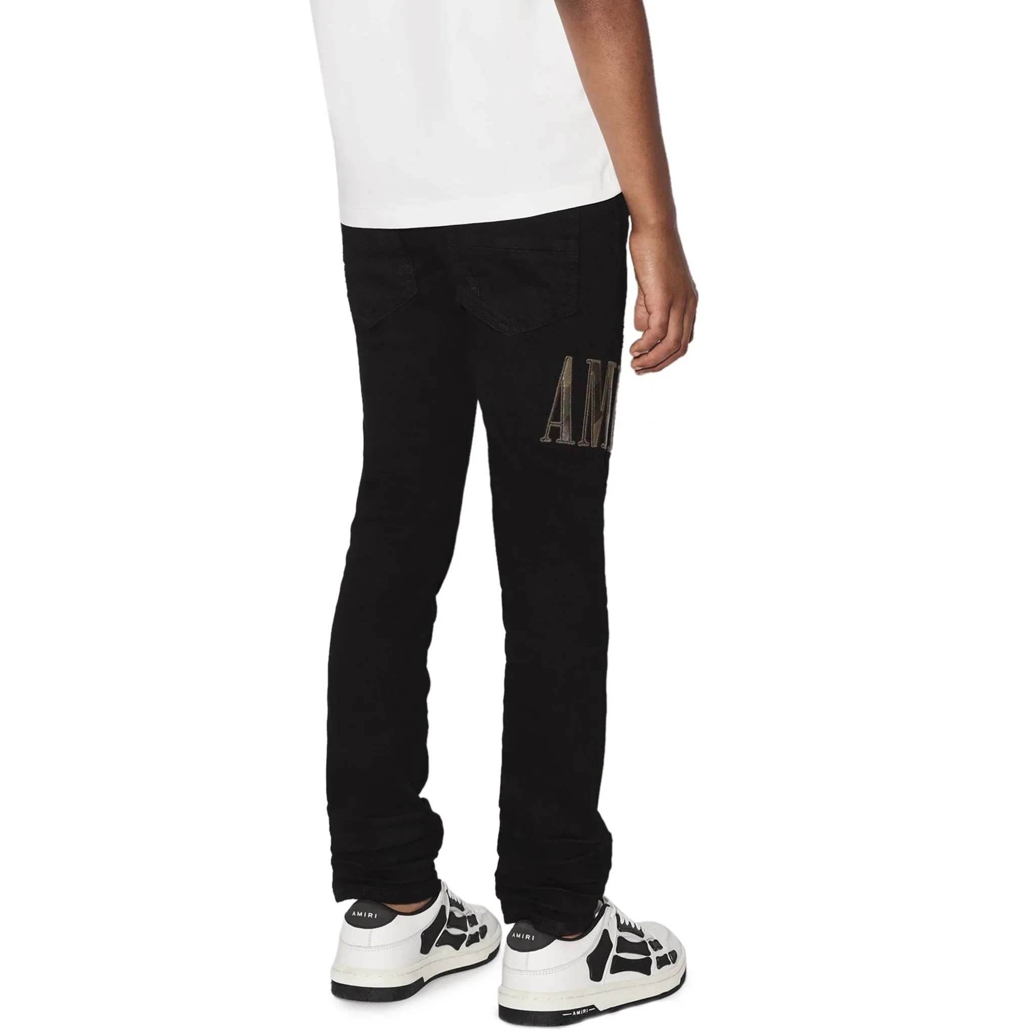 Amiri Kids Camo Applique Black Denim Jeans - Image 4