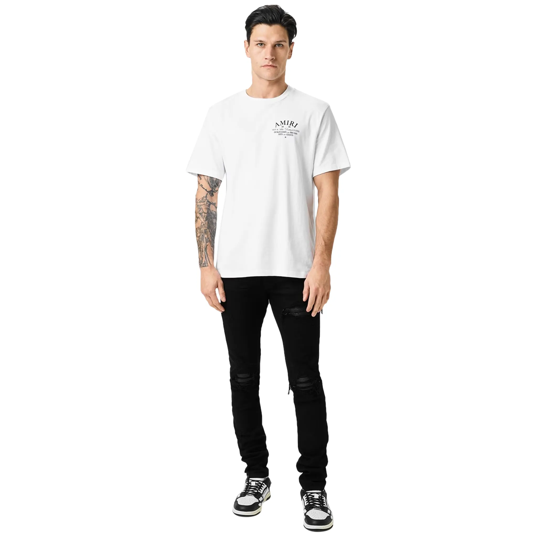 Amiri MX1 Black Leather Patch Jeans - Image 5