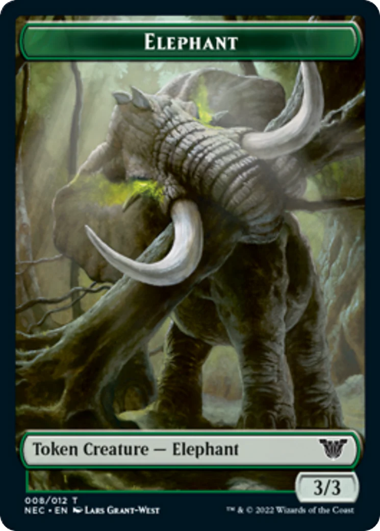 Angel Token (02) // Elephant Token (08) [Kamigawa: Neon Dynasty: Commander: Tokens] [Non-Foil] - Image 2