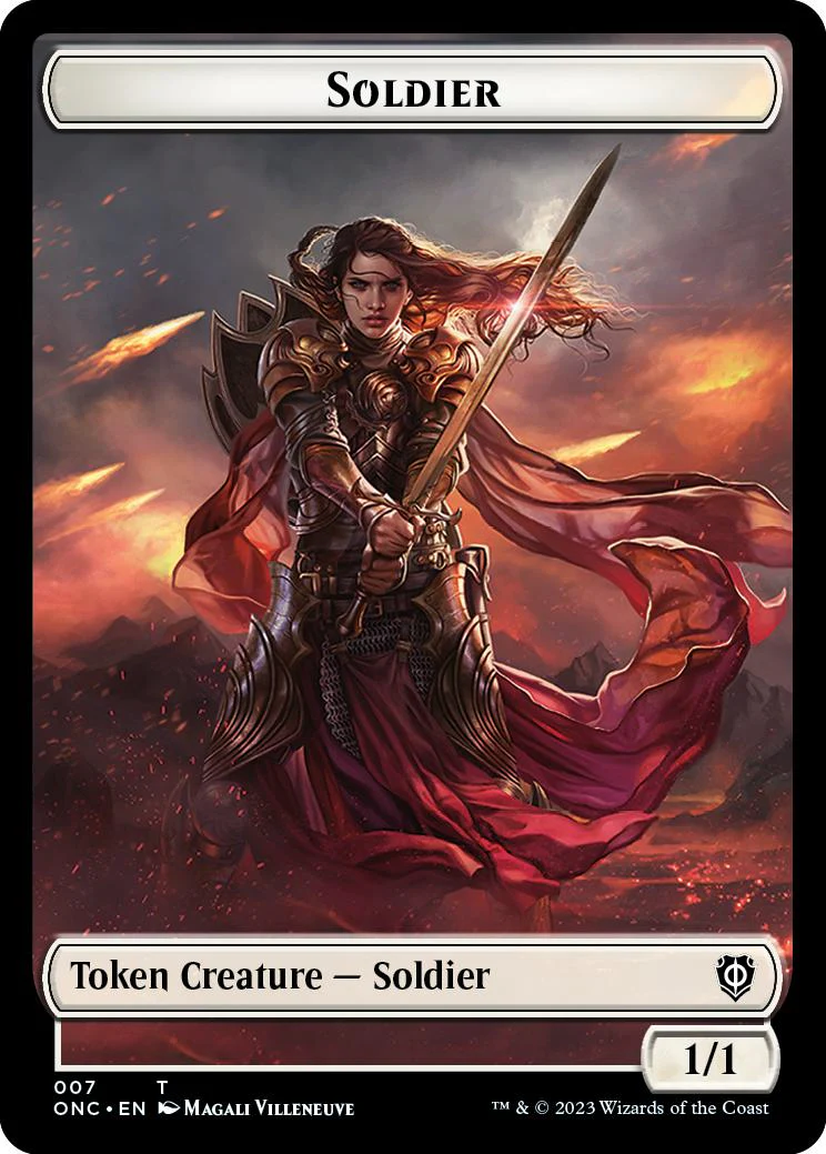 Angel Token (02) // Soldier Token (07) [Phyrexia: All Will Be One: Commander: Tokens] [Non-Foil] - Image 2