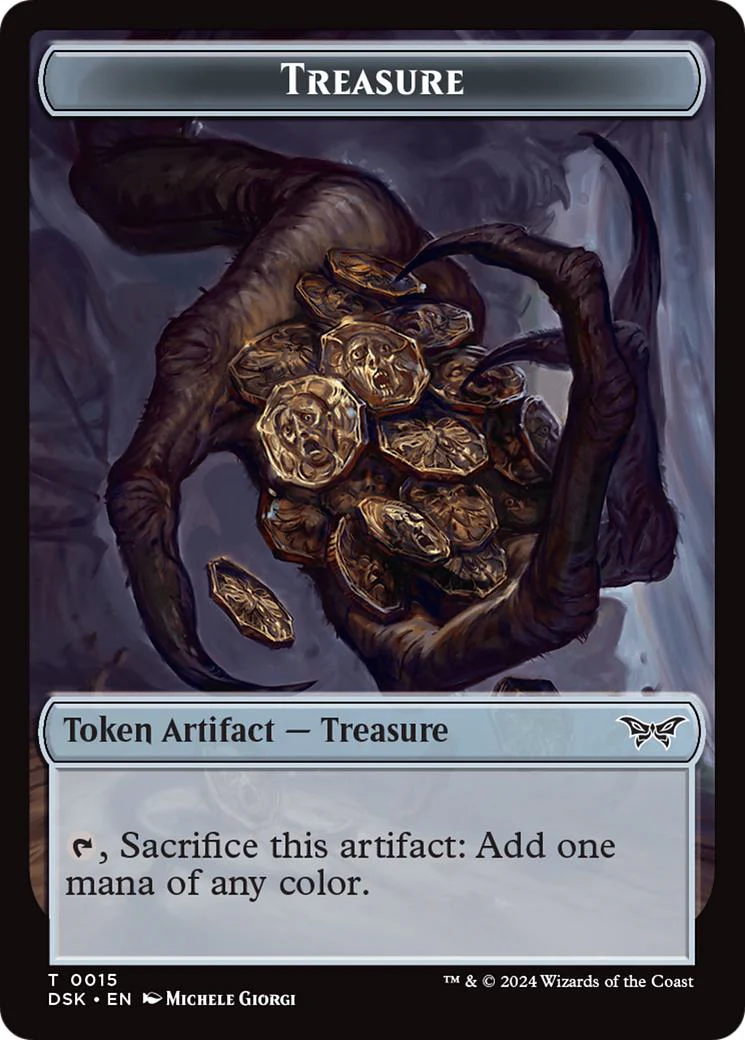 Angel Token (02) // Treasure Token (15) [Duskmourn: House of Horror: Commander: Tokens] [Non-Foil] - Image 2