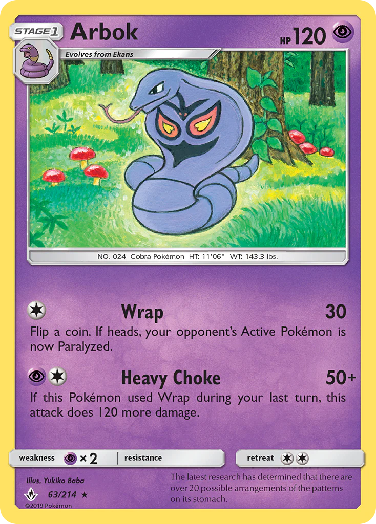 Arbok - 63/214 - Rare [sm10-63] [Non-Holo]