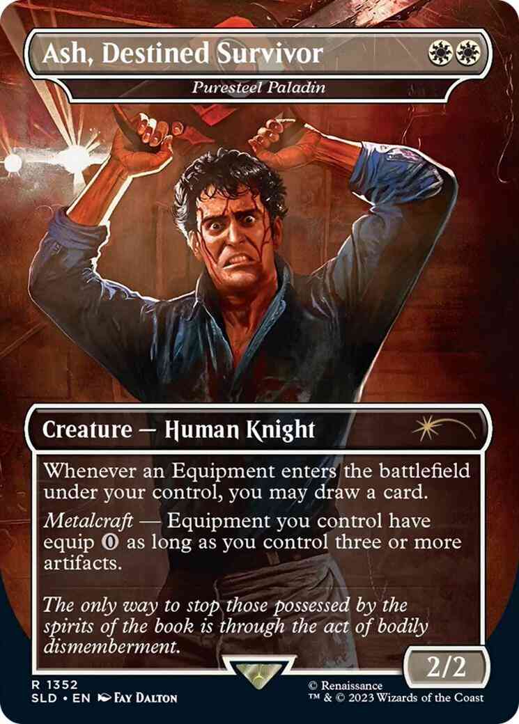 Ash, Destined Survivor - Puresteel Paladin [1352] [Borderless] [Evil Dead] [Secret Lair Drop] [Non-Foil]