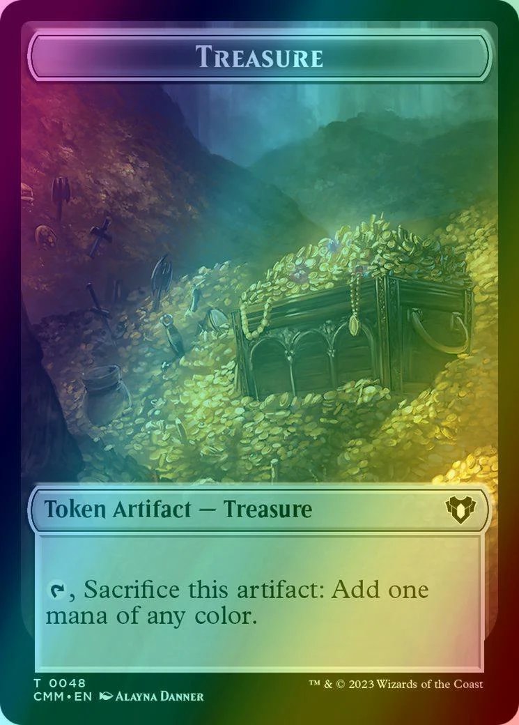 Assassin Token (14) // Treasure Token (48) [Commander Masters: Tokens] [Foil] - Image 2