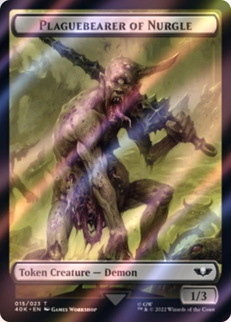 Astartes Warrior Token (12) // Plaguebearer of Nurgle Token (15) [Universes Beyond: Warhammer 40,000: Tokens] [Surge Foil] - Image 2