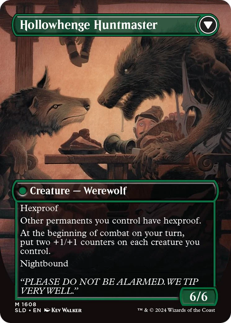 Avabruck Caretaker // Hollowhenge Huntmaster [1608] [Borderless] [Not a Wolf] [Secret Lair Drop] [Non-Foil] - Image 2