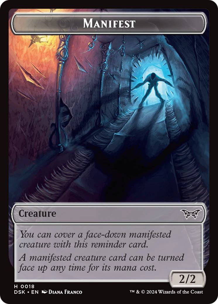 Beast Token (03) // Manifest Token (18) [Duskmourn: House of Horror: Tokens] [Non-Foil] - Image 2