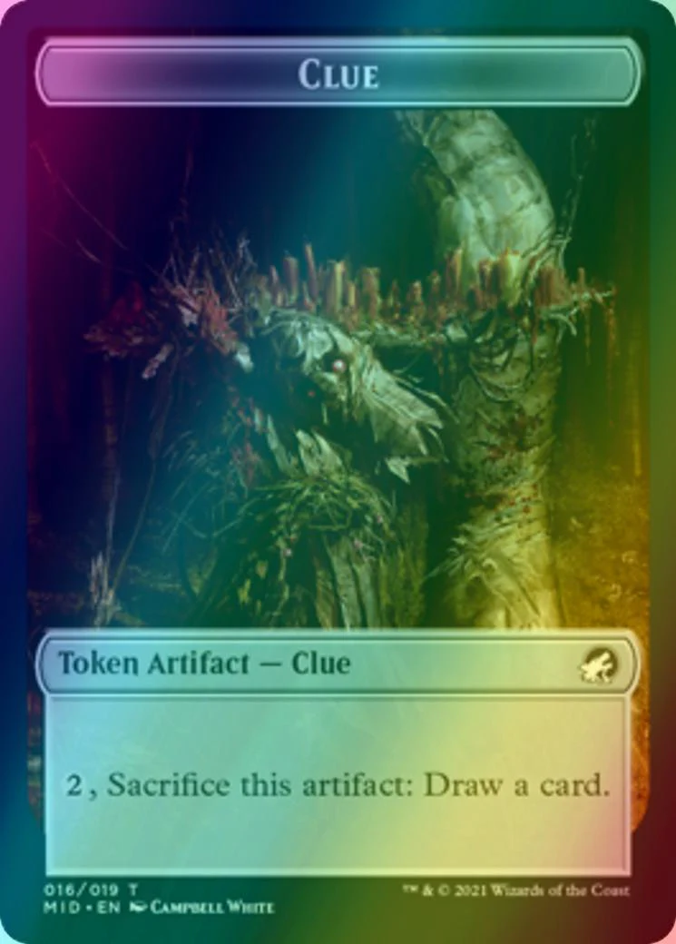 Beast Token (08) // Clue Token (16) [Innistrad: Midnight Hunt: Tokens] [Foil] - Image 2