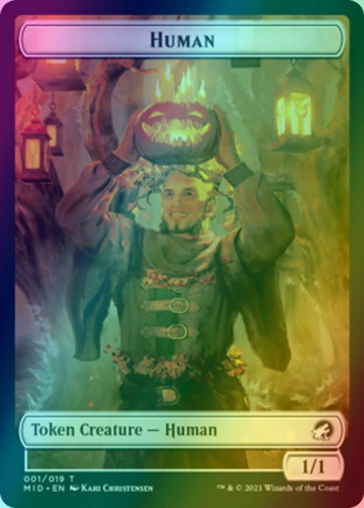 Beast Token (08) // Human Token (01) [Innistrad: Midnight Hunt: Tokens] [Foil] - Image 2