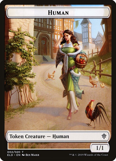 Beast Token (10) // Human Token (02) [M21/ELD Set Symbol] [Challenger Deck 2021 Tokens] [Non-Foil] - Image 2