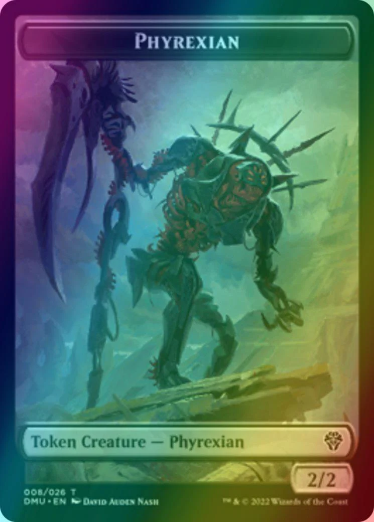 Beast Token (16) // Phyrexian Token (08) [DMU/DMU Set Symbol] [Dominaria United: Tokens] [Foil] - Image 2