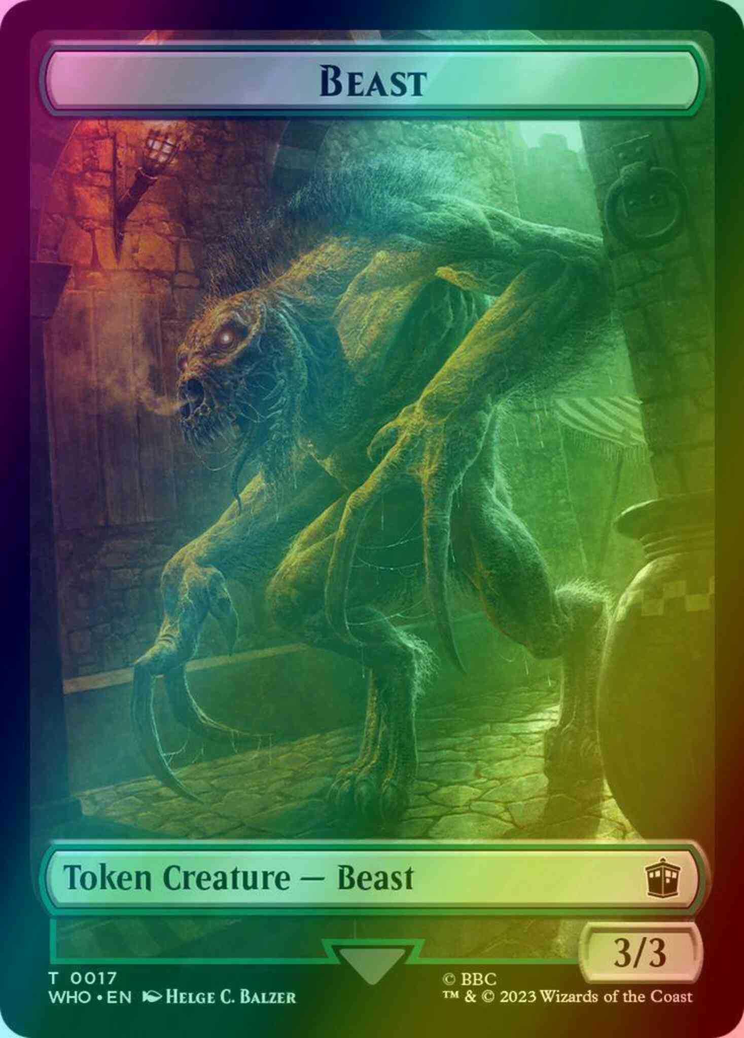 Beast Token (17) // Copy Token (01) [Universes Beyond: Doctor Who: Tokens] [Foil]