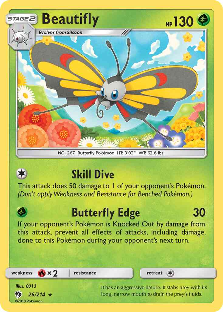 Beautifly - 26/214 - Rare [sm8-26] [Non-Holo]
