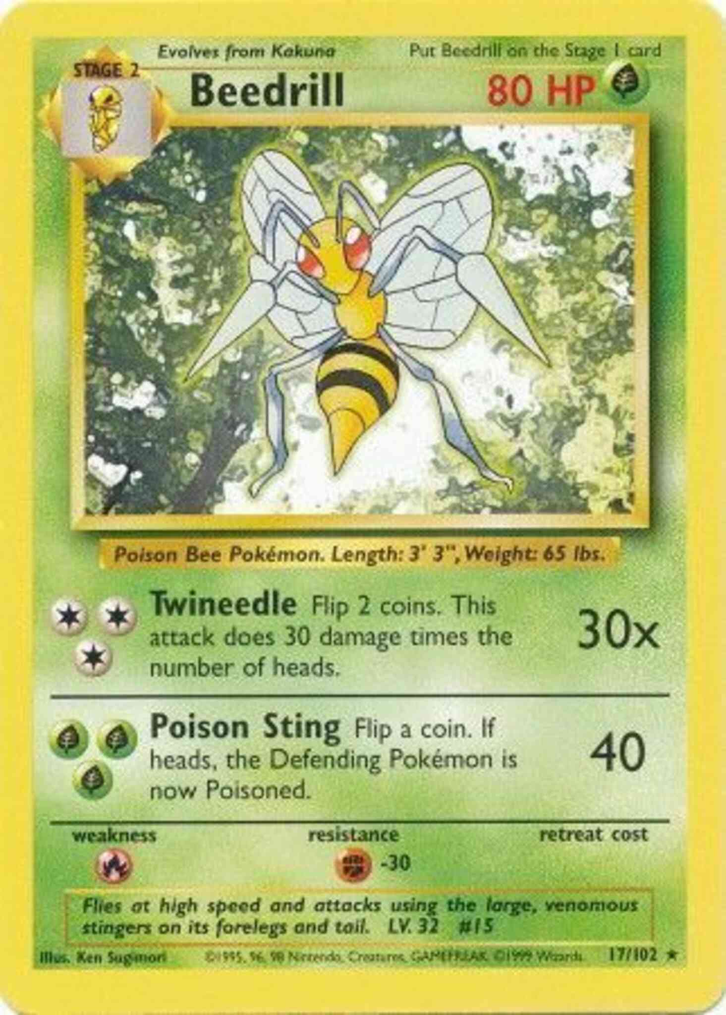 Beedrill - 17/102 - Rare - Unlimited [base1U-17] [Non-Holo]