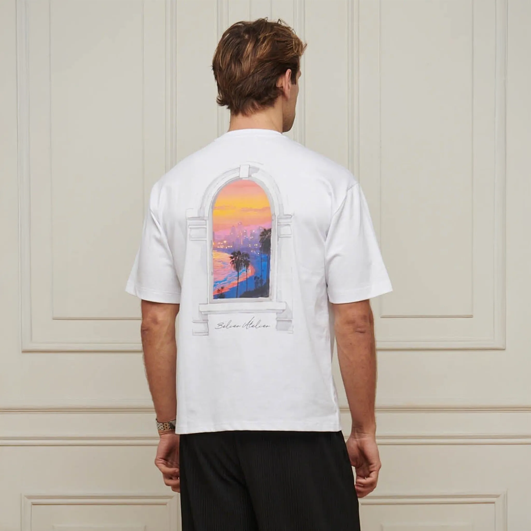 Belier Miami Sunset Arch White T Shirt - Image 2