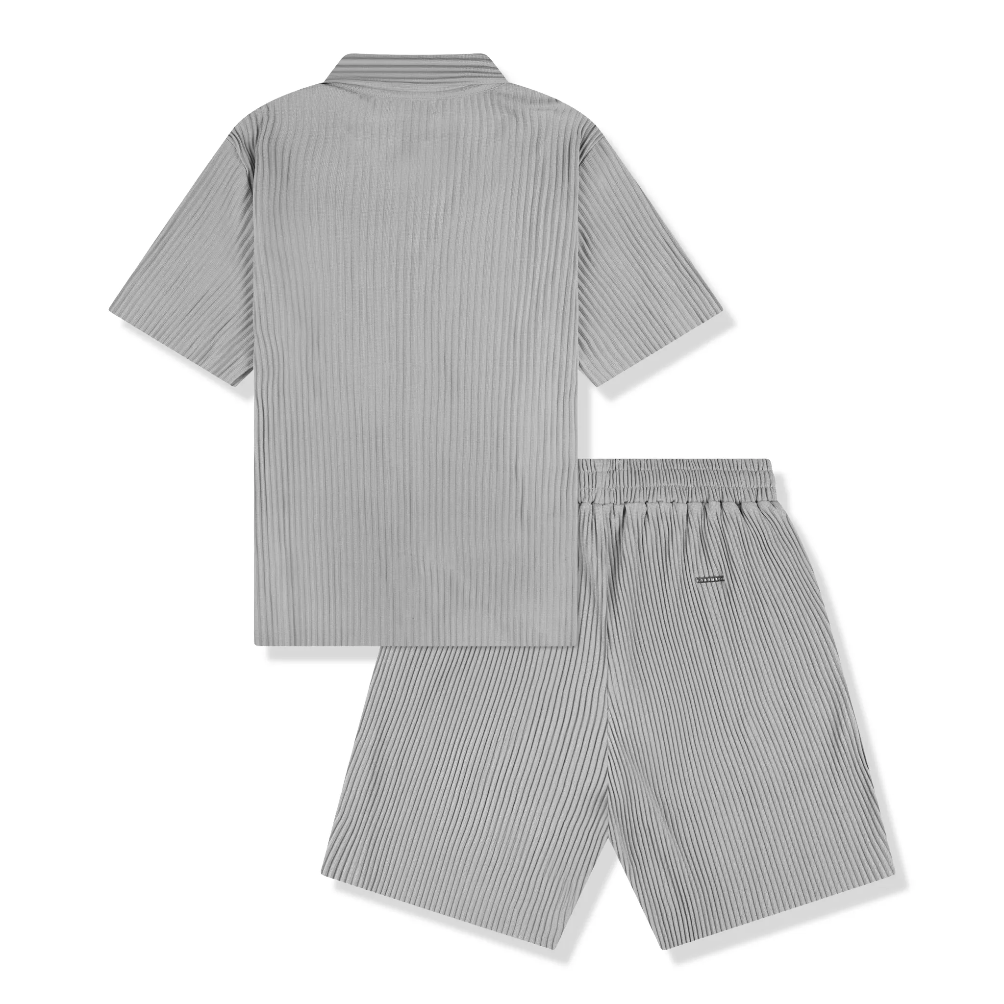 Belier Pleated Light Grey Resort Shirt & Shorts - Image 2