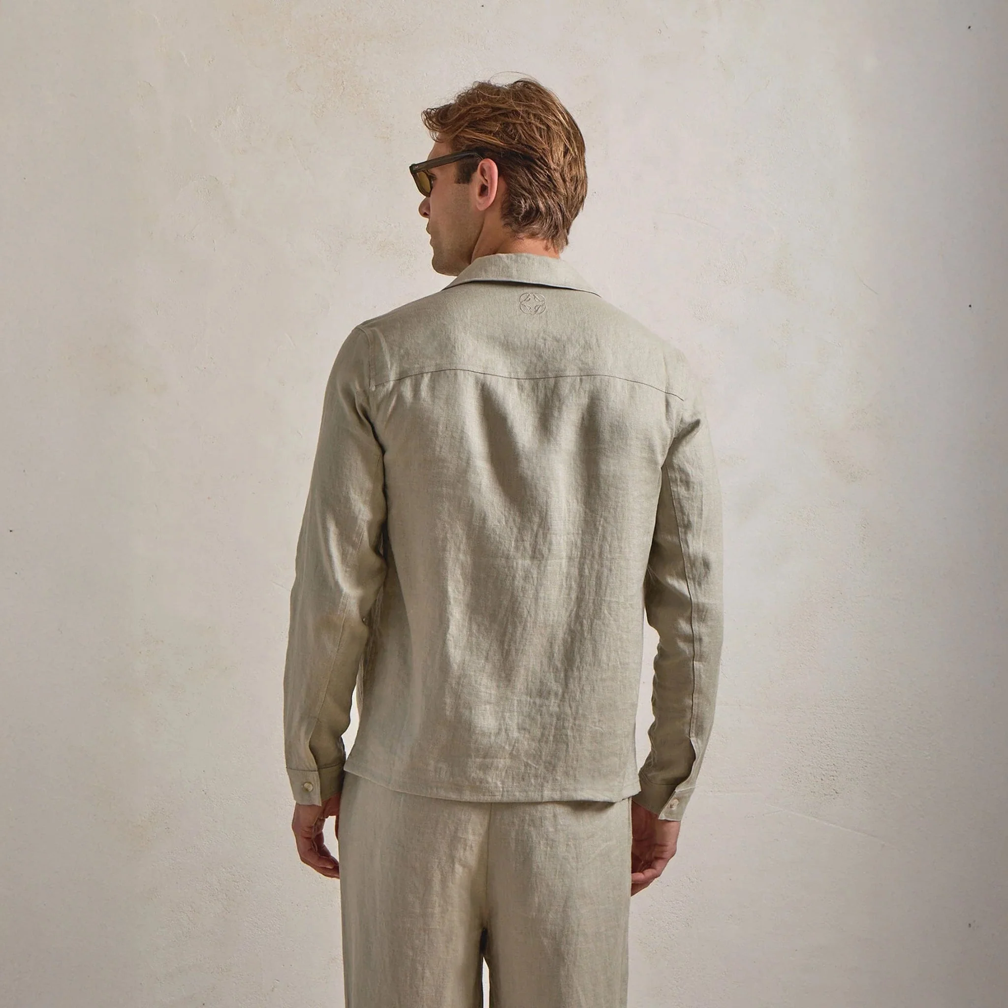 Belier Premium Oatmeal Linen Pocket Shirt - Image 2
