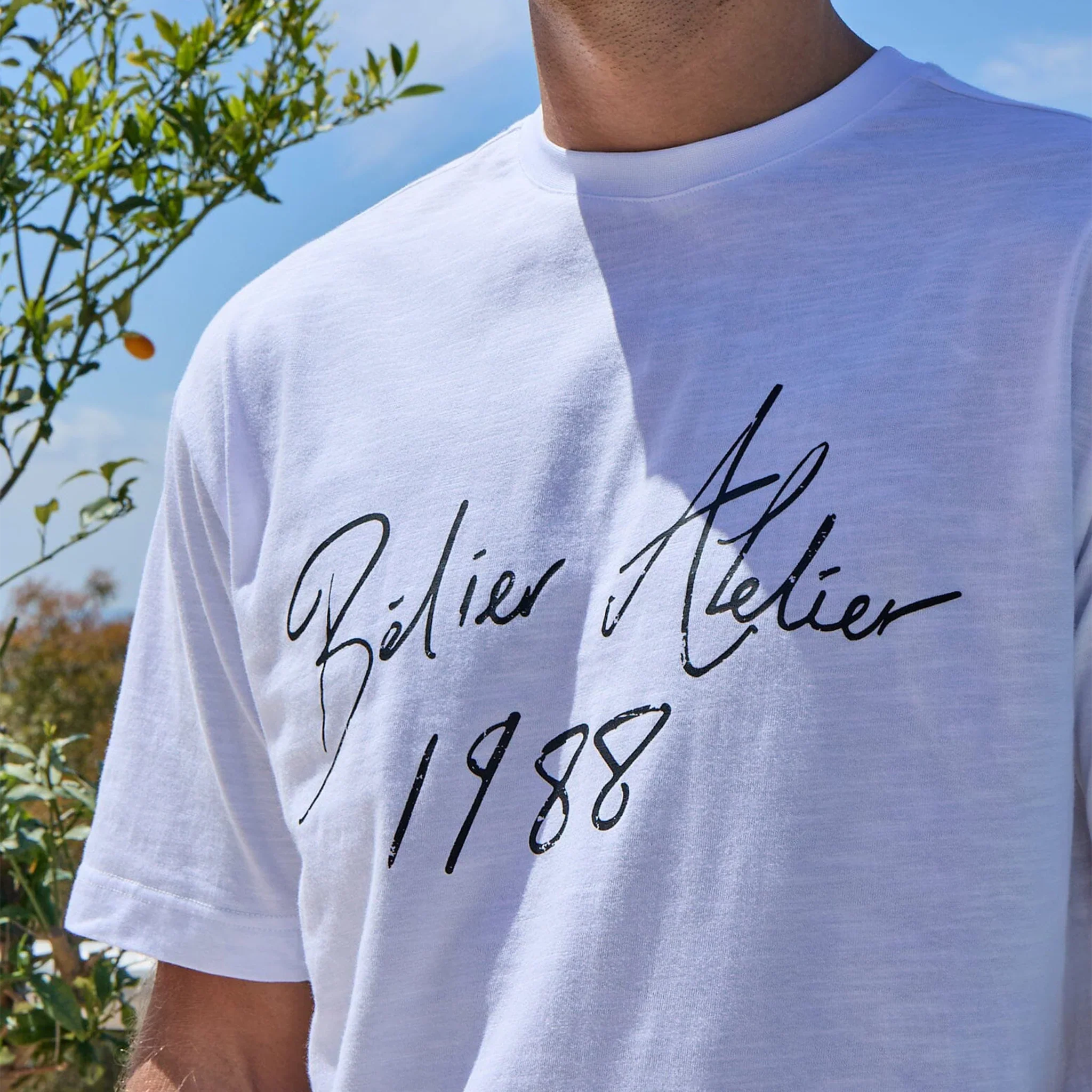 Belier Slub Texture Atelier Signature White T Shirt - Image 5