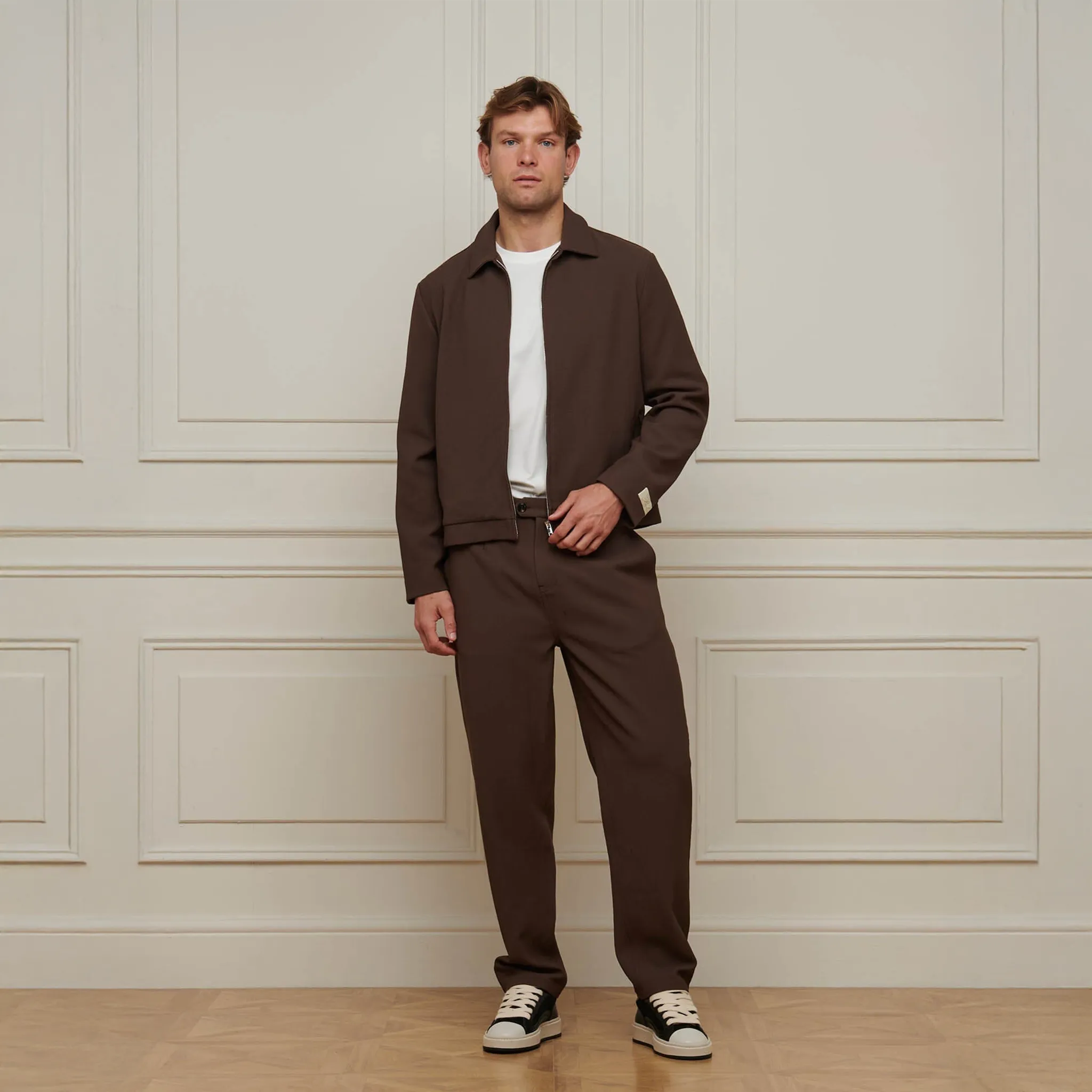 Belier Smart Textured Smart Brown Trousers - Image 3