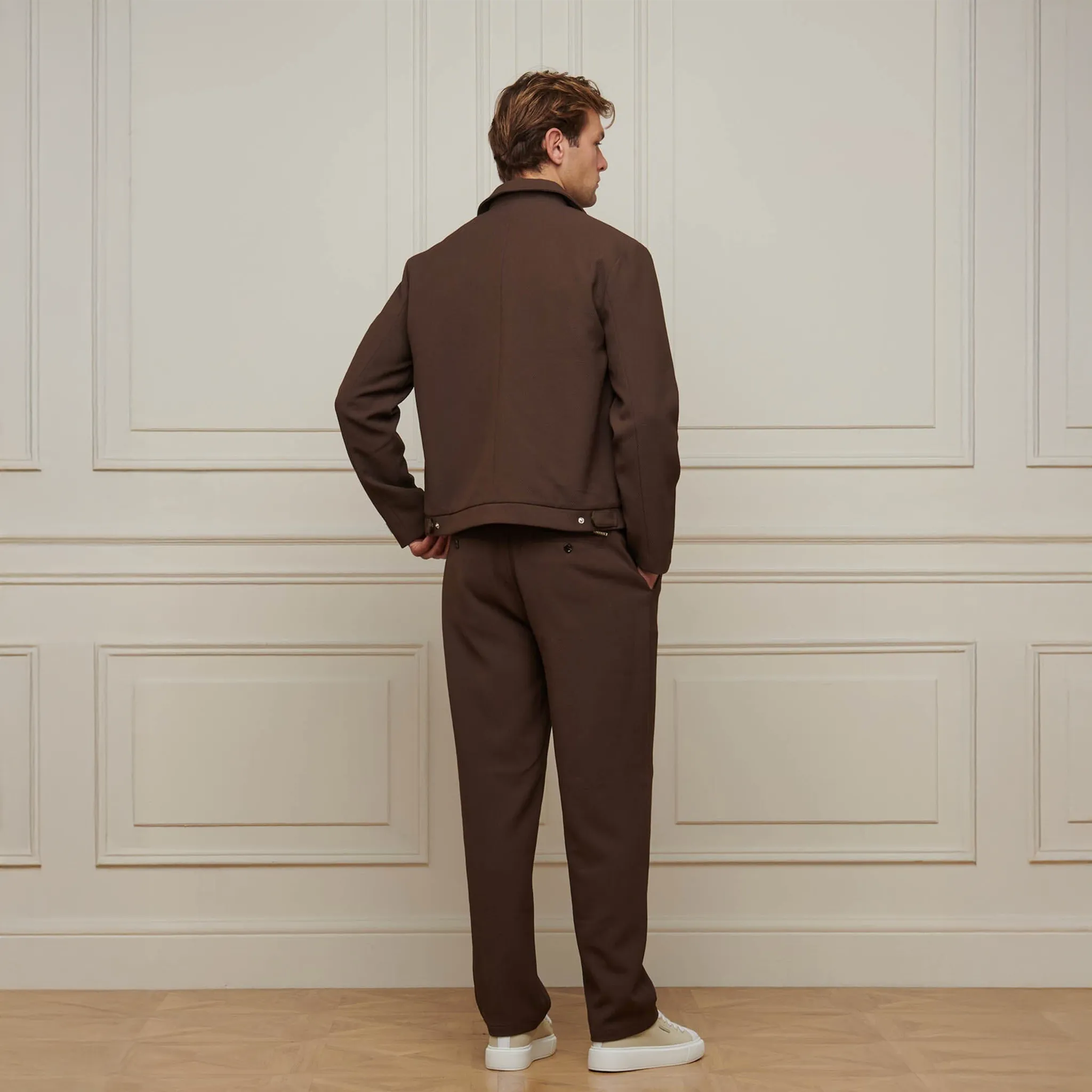 Belier Smart Textured Smart Brown Trousers - Image 4