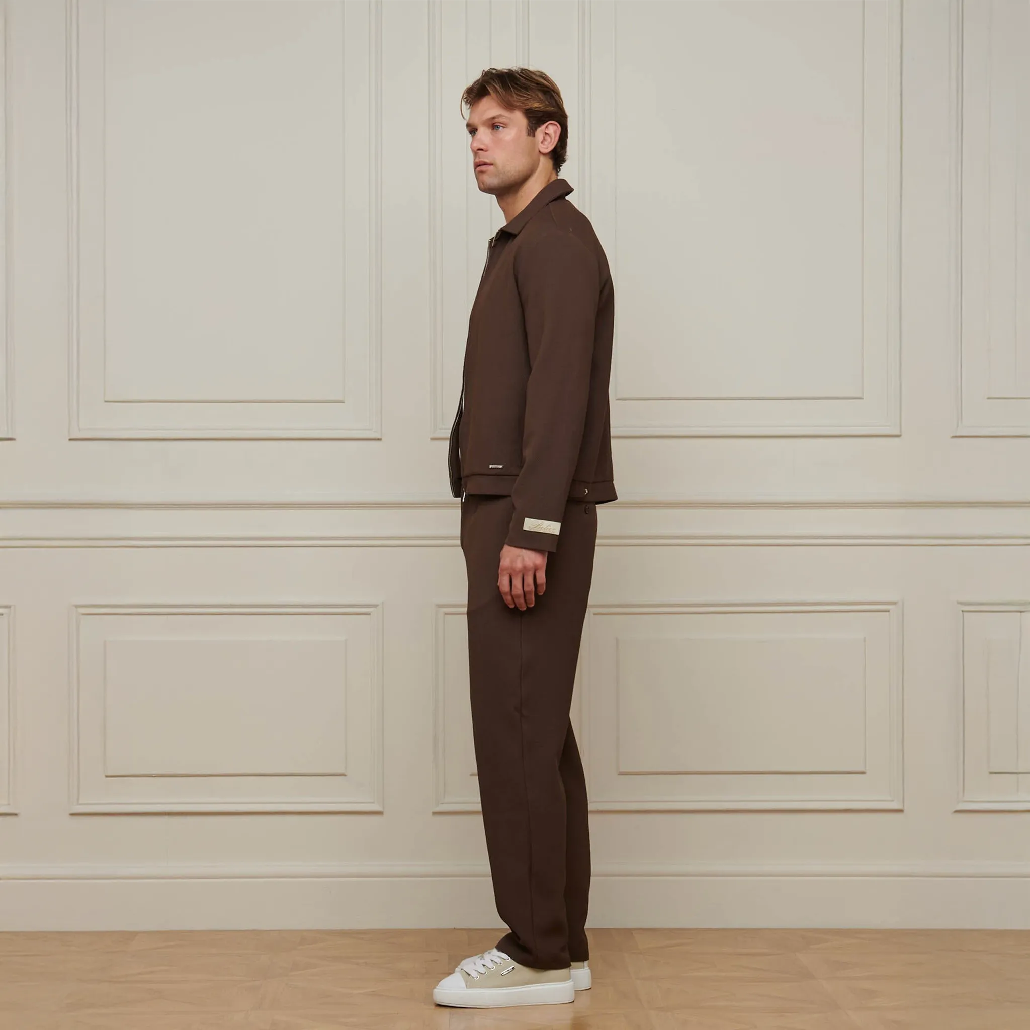 Belier Smart Textured Smart Brown Trousers - Image 5