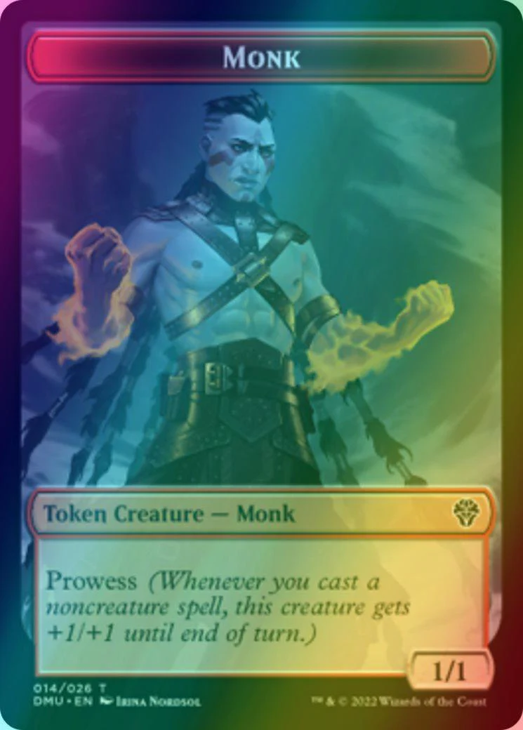 Bird Token (02) // Monk Token (14) [DMU/DMU Set Symbol] [Dominaria United: Tokens] [Foil] - Image 2
