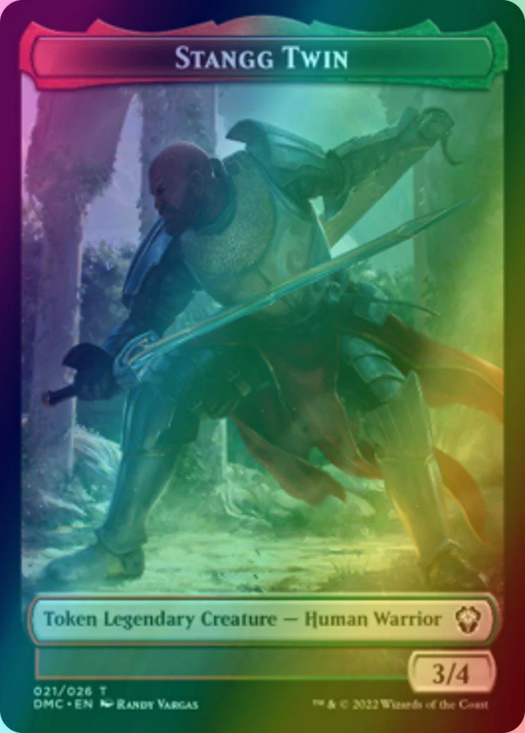 Bird Token (02) // Stangg Twin Token (21) [DMU/DMC Set Symbol] [Dominaria United: Tokens] [Foil] - Image 2