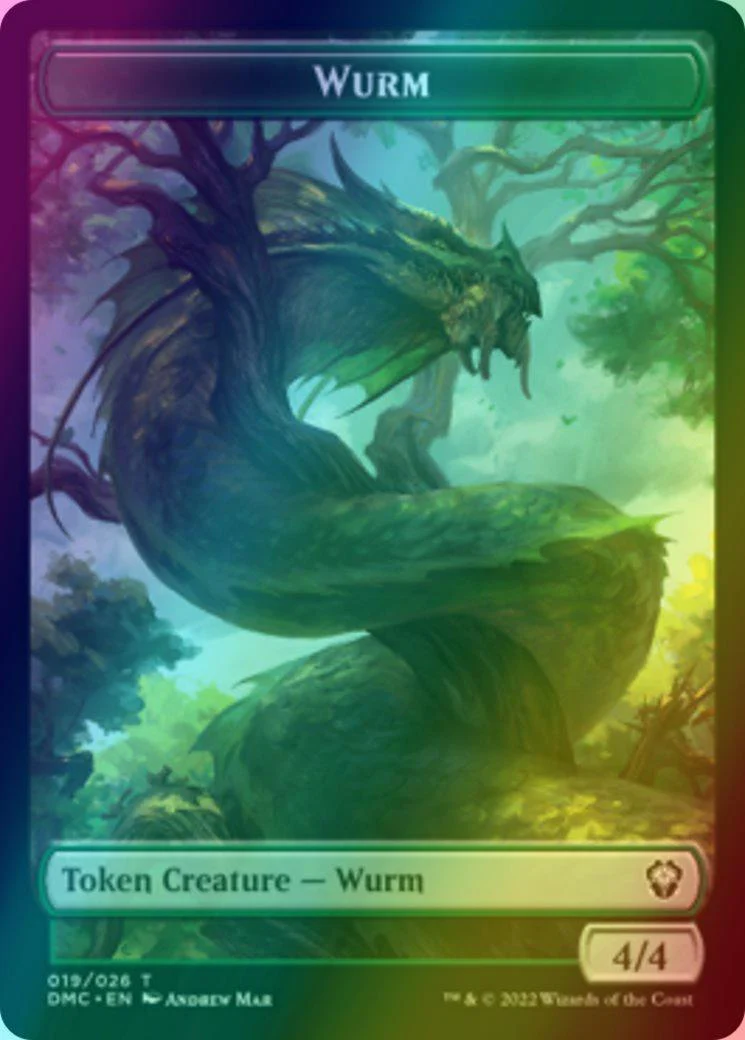 Bird Token (02) // Wurm Token (19) [DMU/DMC Set Symbol] [Dominaria United: Tokens] [Foil] - Image 2