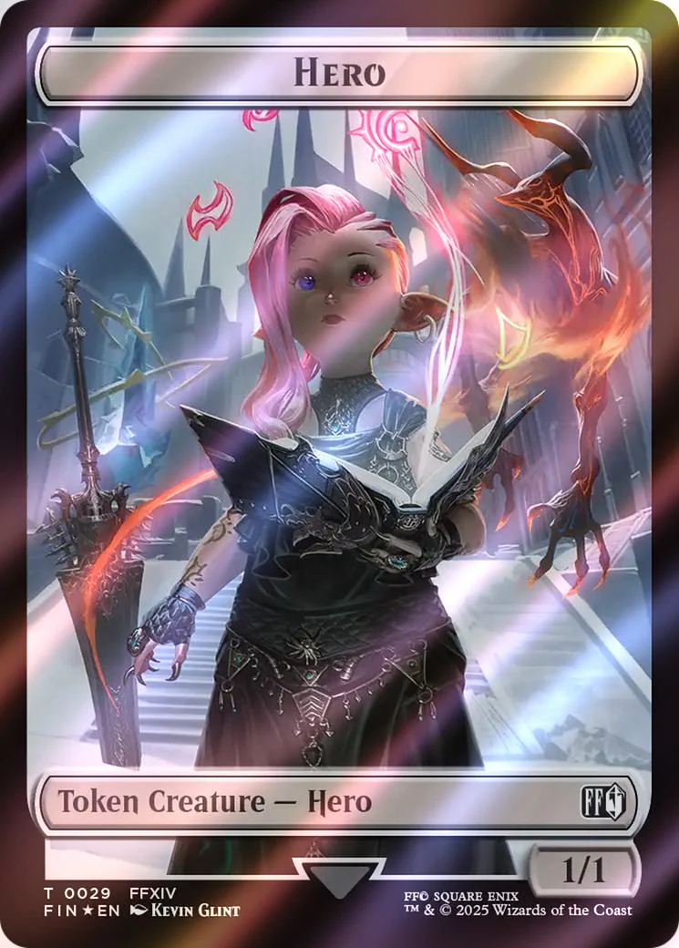 Bird Token (04) // Hero Token (29) [FINAL FANTASY: Commander: Tokens] [Surge Foil] - Image 2