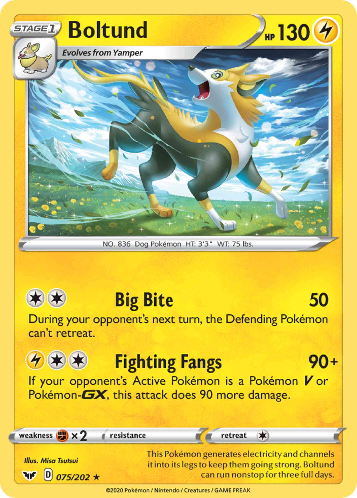 Boltund - 075/202 - Rare Holo [swsh1-075] [Reverse Holo]