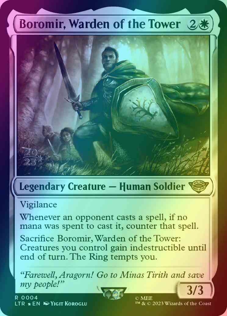 Boromir, Warden of the Tower [4s] [Prerelease] [The Lord of the Rings: Tales of Middle-earth: Promos] [Foil]